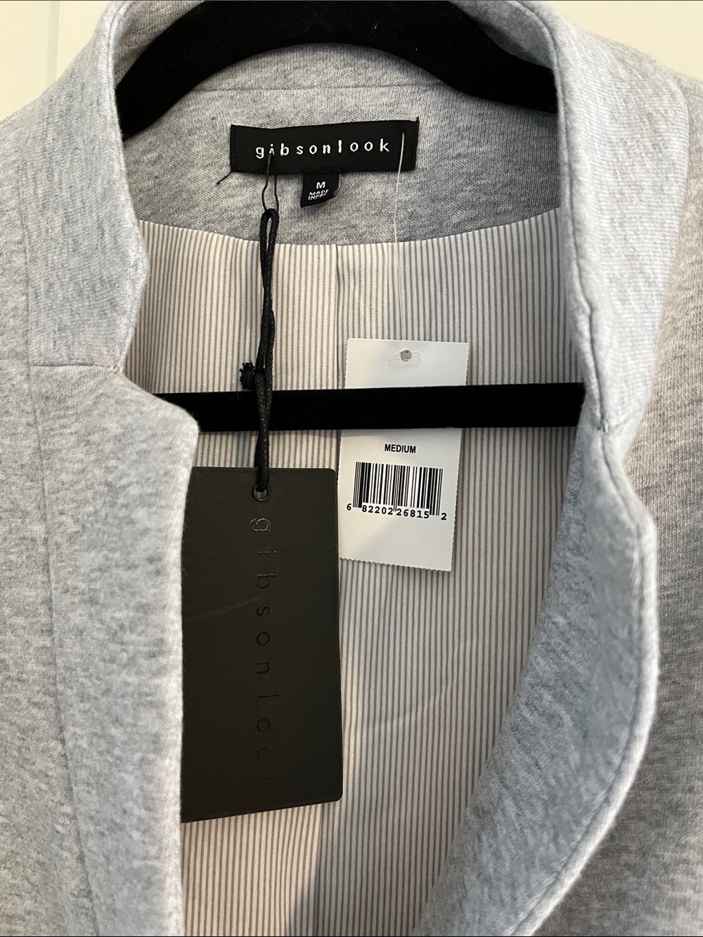 NWT Gibsonlook Light heather Gray Women's Knit stretch notch Blazer M - Picture 2 of 6